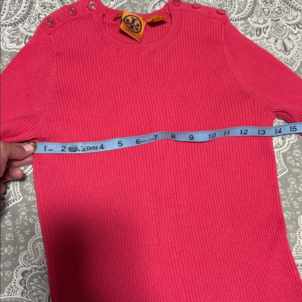 Tory Burch Pink Ribbed Sweater sz Small⭐️ - Picture 4 of 6